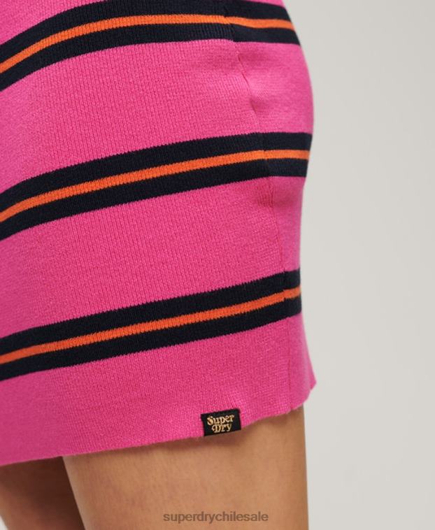 mujer Superdry rosa vestido corto sin mangas de punto fino 2R68Z2032