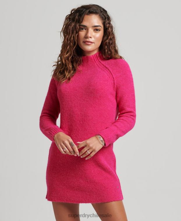 mujer Superdry rosa vestido de cuello alto 2R68Z2440