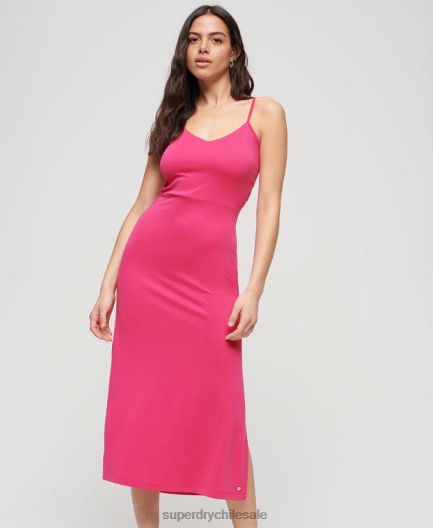 mujer Superdry rosa vestido de punto con espalda abierta 2R68Z2401