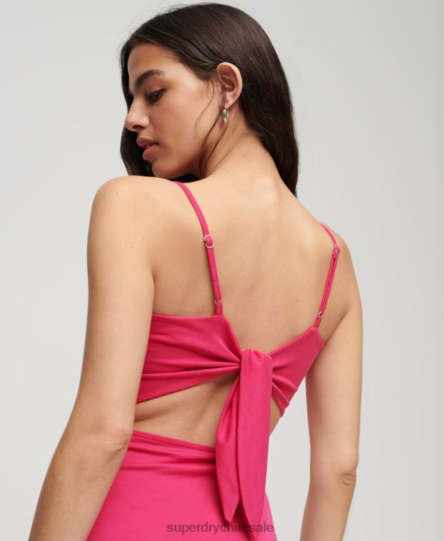 mujer Superdry rosa vestido de punto con espalda abierta 2R68Z2401