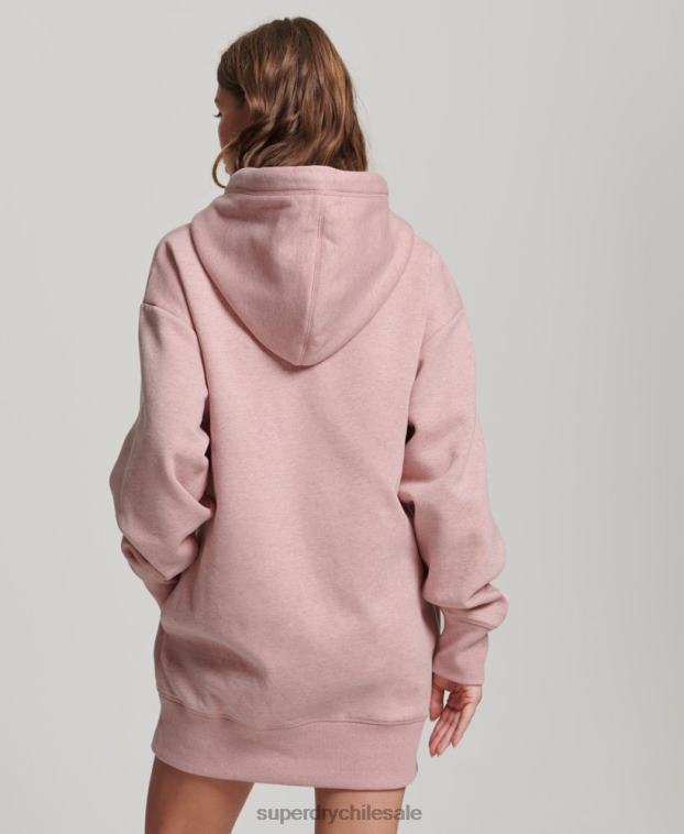 mujer Superdry rosa vestido estilo sudadera de algodón orgánico con logo bordado 2R68Z2463
