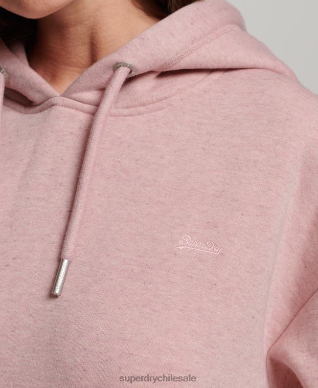 mujer Superdry rosa vestido estilo sudadera de algodón orgánico con logo bordado 2R68Z2463