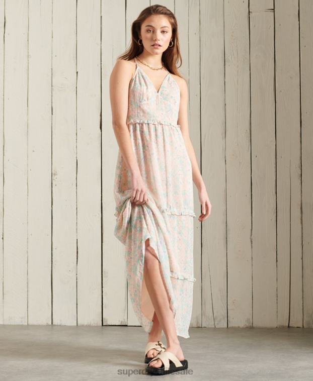 mujer Superdry rosa vestido largo margaux 2R68Z2547