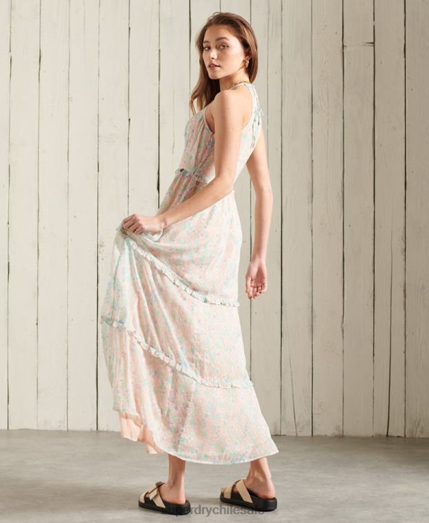 mujer Superdry rosa vestido largo margaux 2R68Z2547