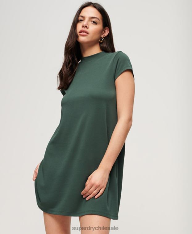 mujer Superdry verde mini vestido acampanado de manga corta 2R68Z1974