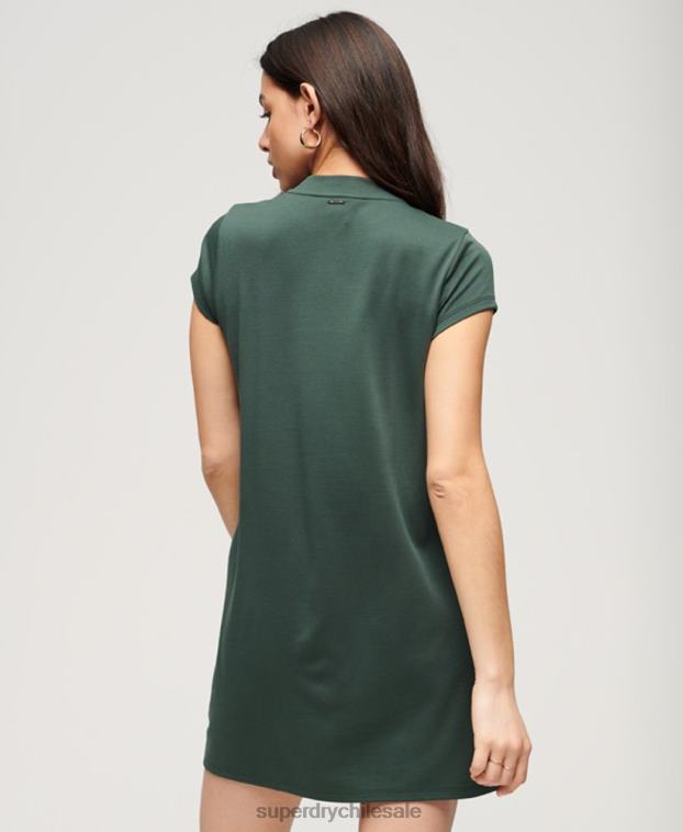 mujer Superdry verde mini vestido acampanado de manga corta 2R68Z1974