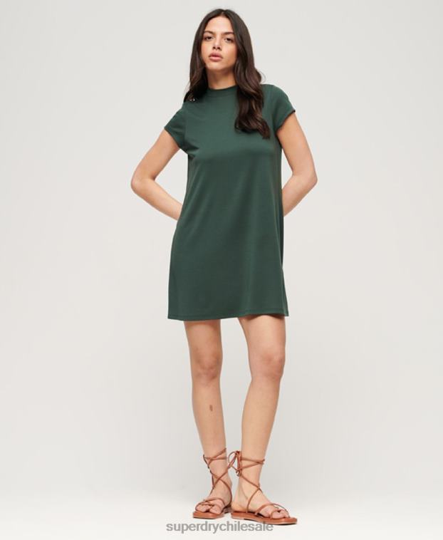 mujer Superdry verde mini vestido acampanado de manga corta 2R68Z1974