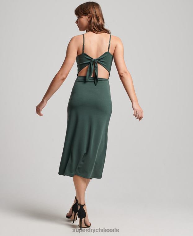 mujer Superdry verde vestido de punto con espalda abierta 2R68Z2355