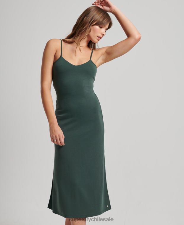 mujer Superdry verde vestido de punto con espalda abierta 2R68Z2355