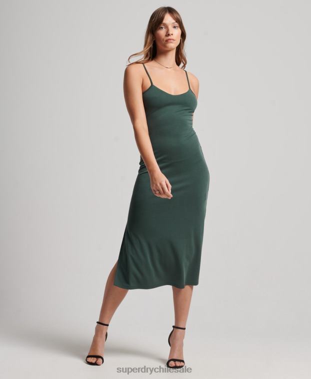 mujer Superdry verde vestido de punto con espalda abierta 2R68Z2355
