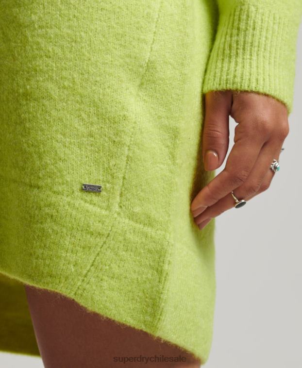 mujer Superdry verde vestido estilo jersey de punto con cuello en V 2R68Z2488