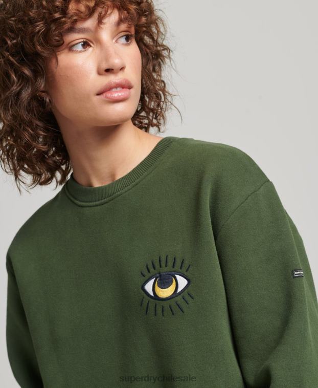 mujer Superdry verde vestido sudadera folk nómada 2R68Z2534