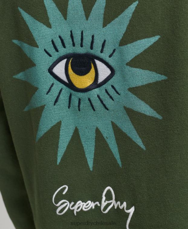 mujer Superdry verde vestido sudadera folk nómada 2R68Z2534