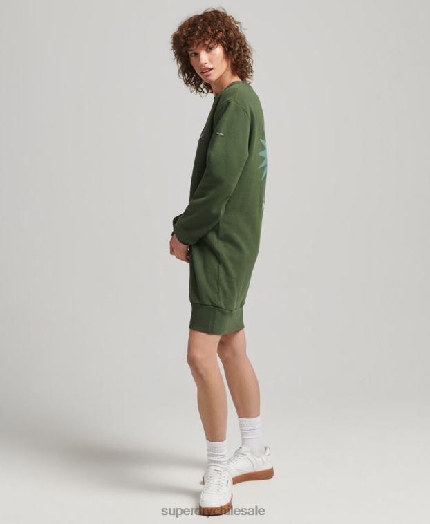 mujer Superdry verde vestido sudadera folk nómada 2R68Z2534