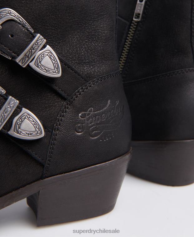 mujer Superdry negro botas monje de rodeo 2R68Z4427