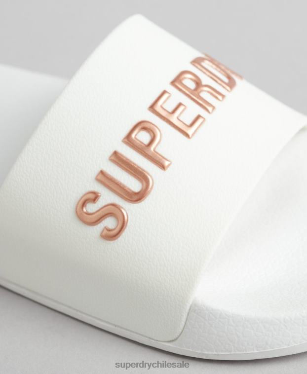 mujer Superdry blanco chanclas de piscina con logo de código 2R68Z4369