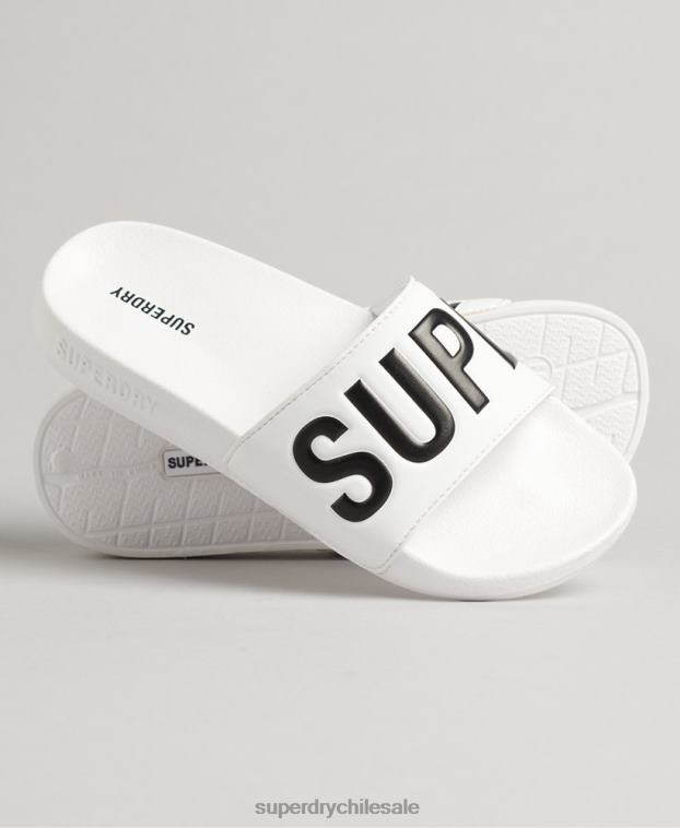 mujer Superdry blanco deslizadores de piscina central 2R68Z4383