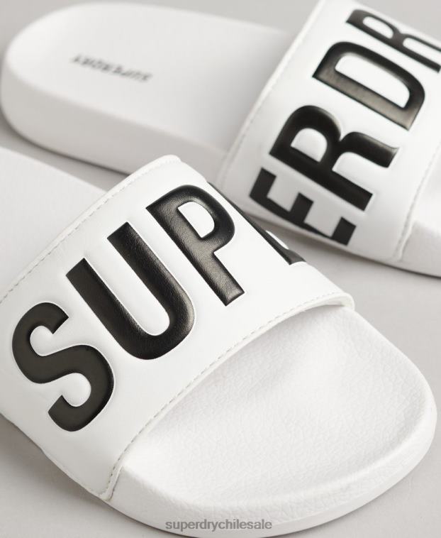 mujer Superdry blanco deslizadores de piscina central 2R68Z4383