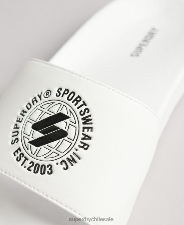 mujer Superdry blanco deslizadores de piscina con código impreso 2R68Z4407