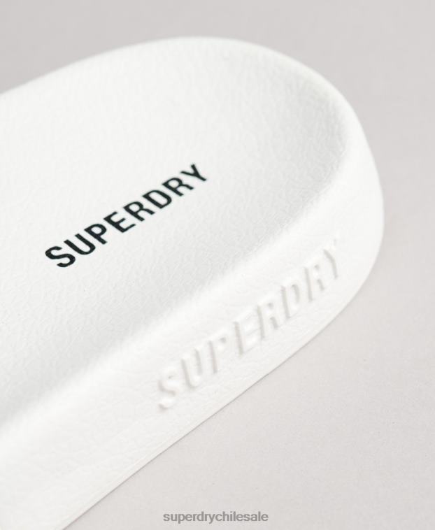 mujer Superdry blanco deslizadores de piscina con código impreso 2R68Z4407