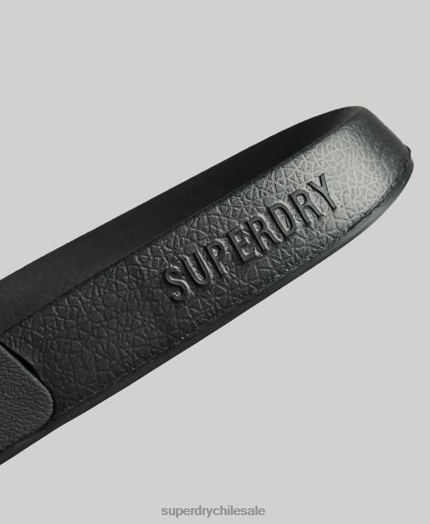 mujer Superdry negro chanclas de piscina con logo de código 2R68Z4345