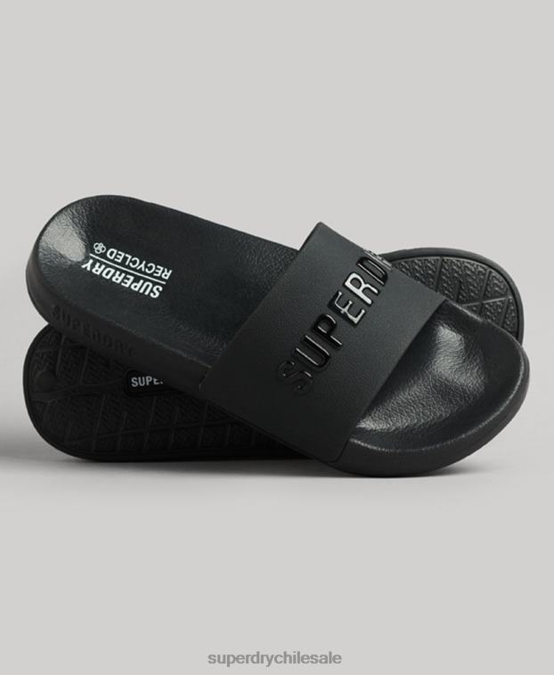 mujer Superdry negro chanclas de piscina con logo de código 2R68Z4372