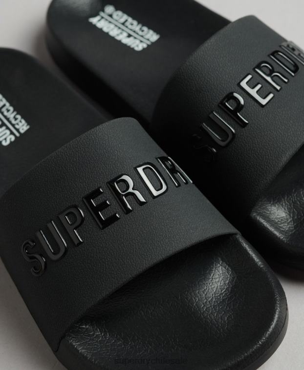 mujer Superdry negro chanclas de piscina con logo de código 2R68Z4372