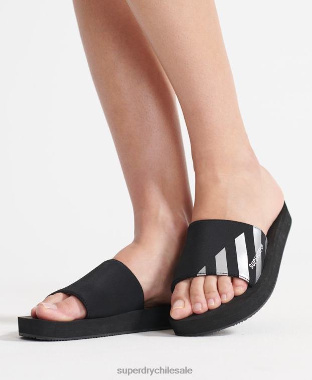 mujer Superdry negro deslizadores de deporte de natación 2R68Z4207