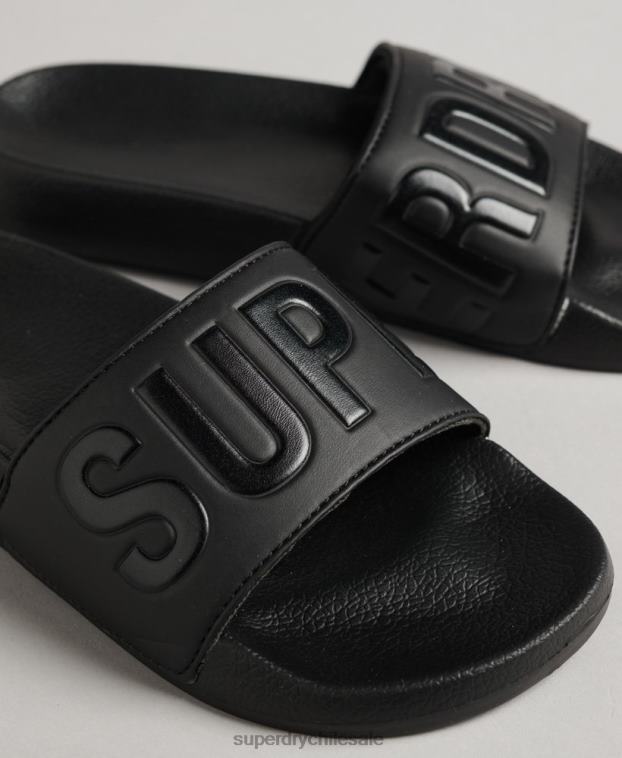 mujer Superdry negro deslizadores de piscina central 2R68Z4367