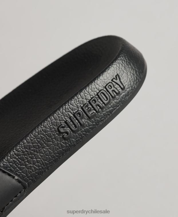 mujer Superdry negro deslizadores de piscina central 2R68Z4367