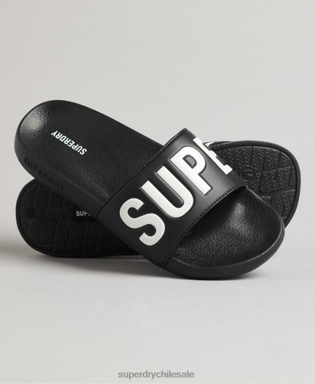 mujer Superdry negro deslizadores de piscina central 2R68Z4378