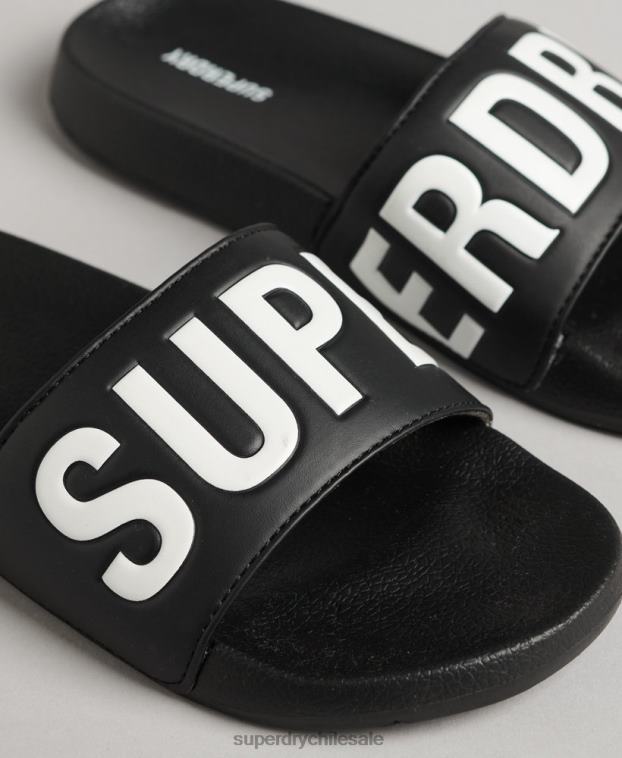 mujer Superdry negro deslizadores de piscina central 2R68Z4378