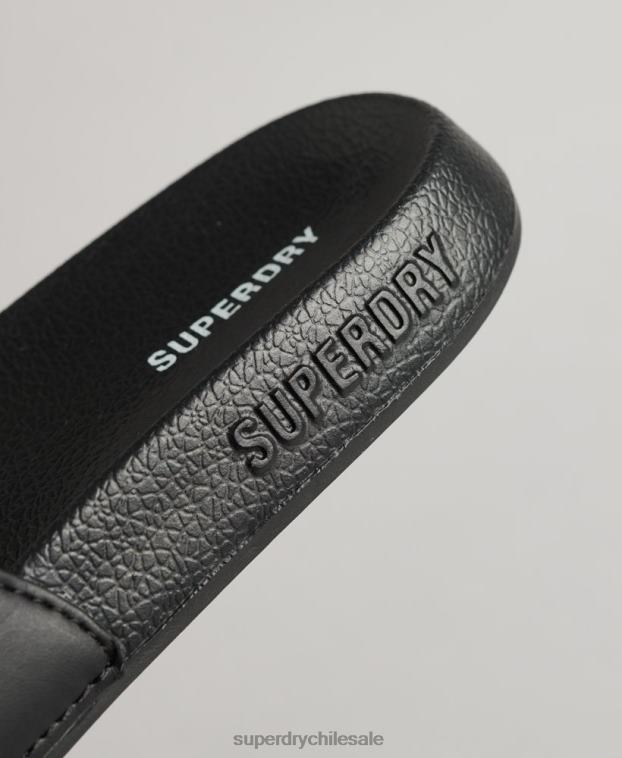 mujer Superdry negro deslizadores de piscina central 2R68Z4378