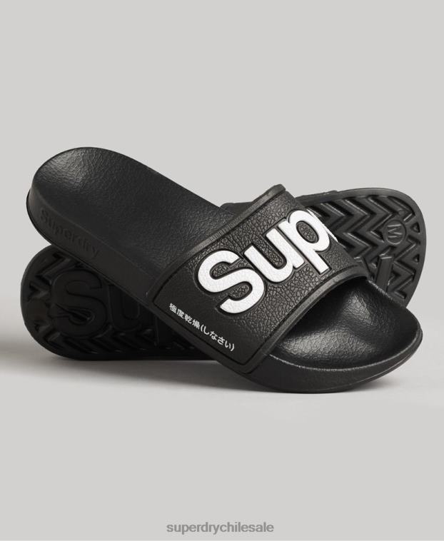 mujer Superdry negro deslizadores de piscina de eva 2R68Z4422