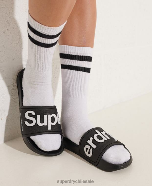 mujer Superdry negro deslizadores de piscina de eva 2R68Z4422