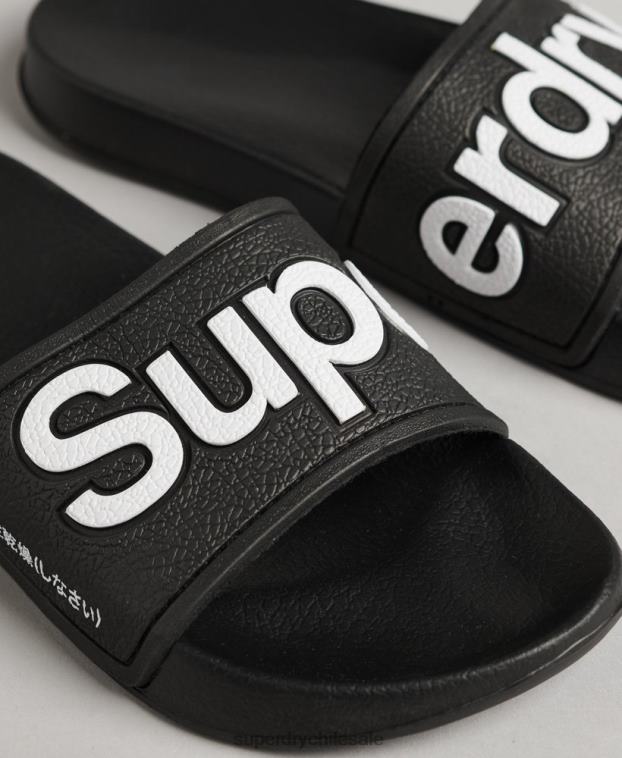 mujer Superdry negro deslizadores de piscina de eva 2R68Z4422
