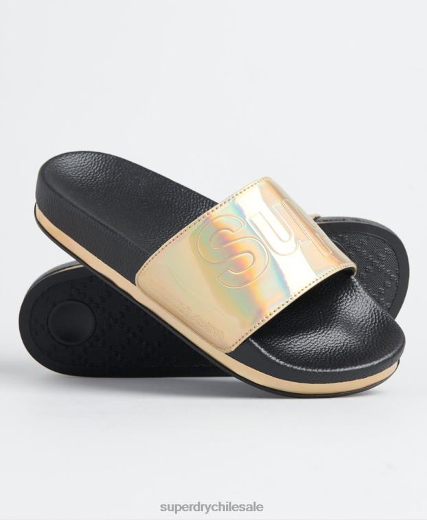 mujer Superdry negro deslizadores de plataforma plana de arizona 2R68Z4415