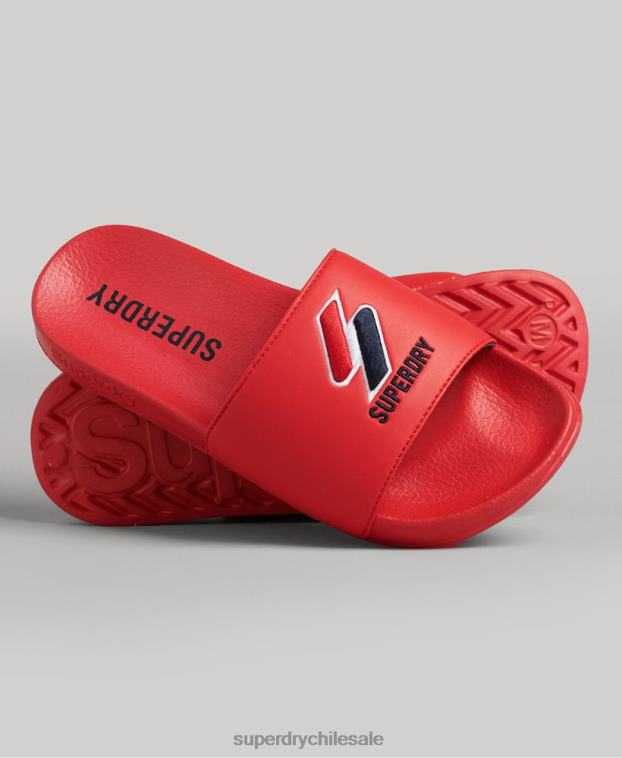 mujer Superdry rojo deslizadores de piscina central 2R68Z4404