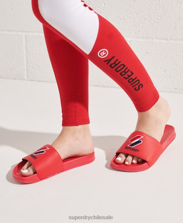 mujer Superdry rojo deslizadores de piscina central 2R68Z4404