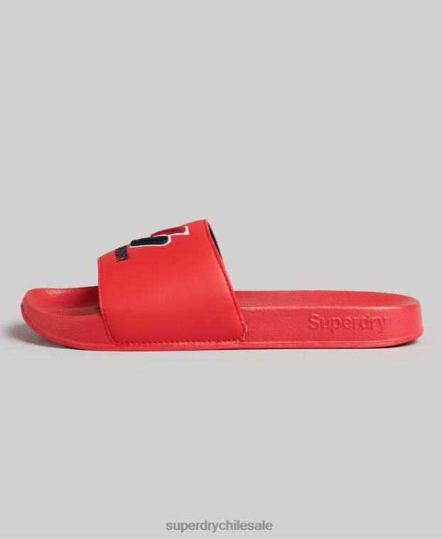 mujer Superdry rojo deslizadores de piscina central 2R68Z4404