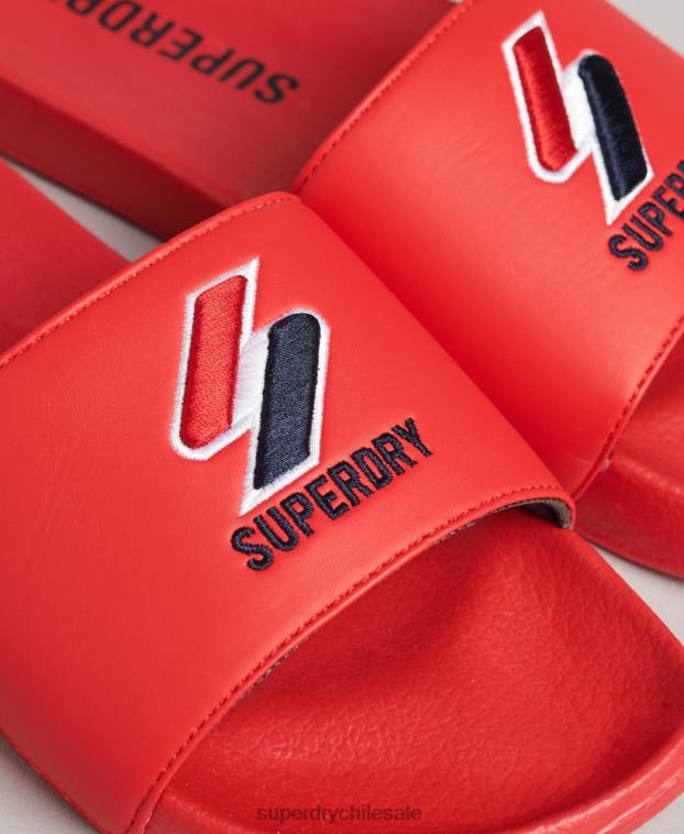 mujer Superdry rojo deslizadores de piscina central 2R68Z4404