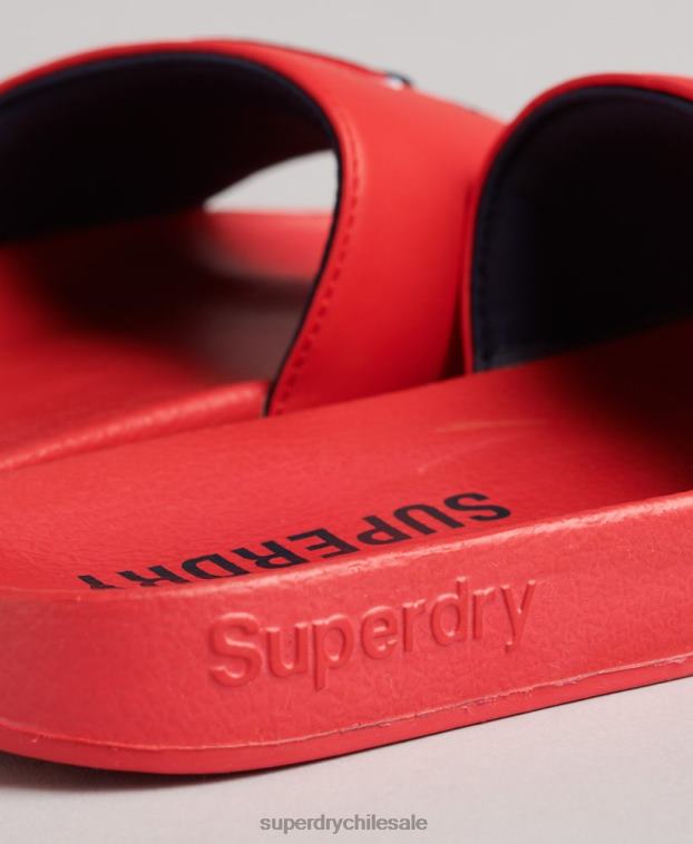 mujer Superdry rojo deslizadores de piscina central 2R68Z4404
