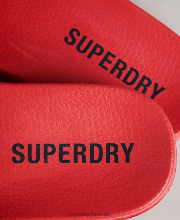 mujer Superdry rojo deslizadores de piscina central 2R68Z4404