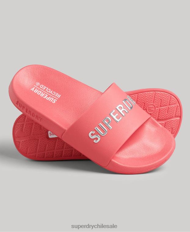 mujer Superdry rosa chanclas de piscina con logo de código 2R68Z4352