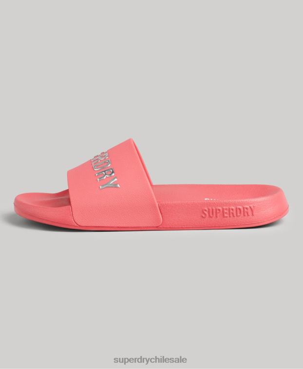 mujer Superdry rosa chanclas de piscina con logo de código 2R68Z4352