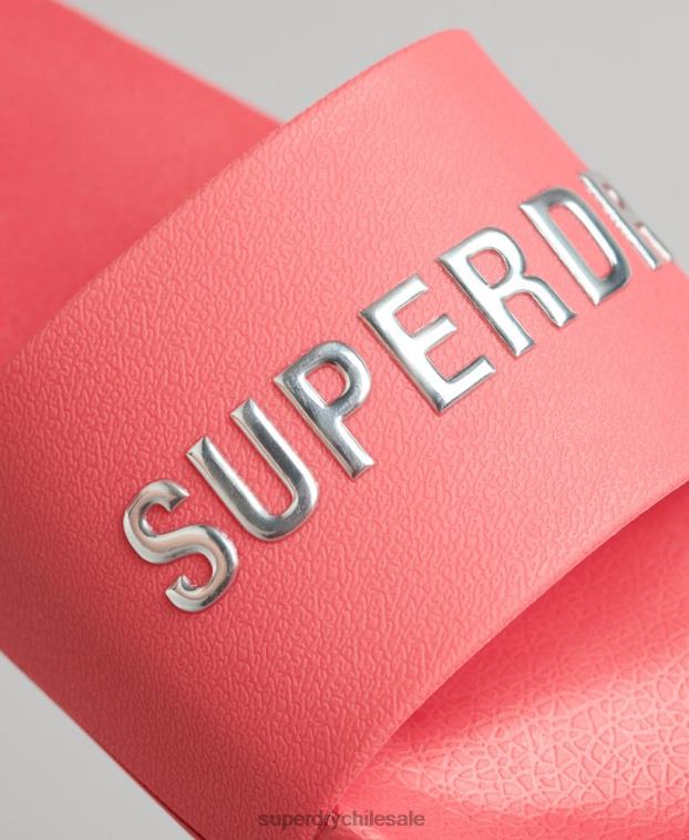 mujer Superdry rosa chanclas de piscina con logo de código 2R68Z4352